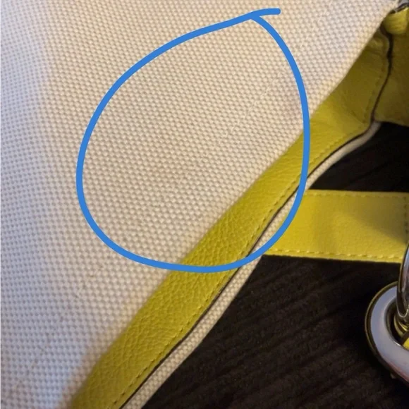 Coach canvas and lime green/yellow leather shoulder purse - Picture 2 of 15